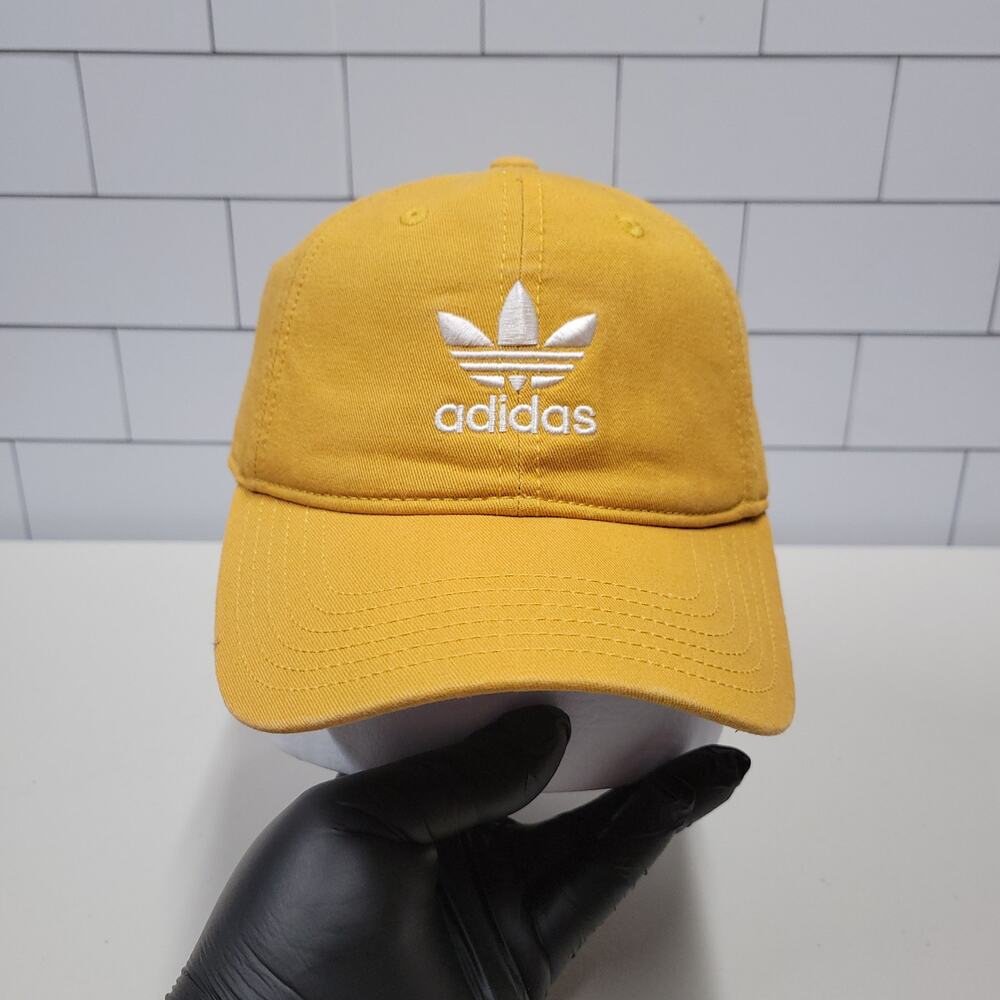 Adidas Originals Trefoil Mustard Yellow Strapback Dad Hat Cotton Cap OSFM